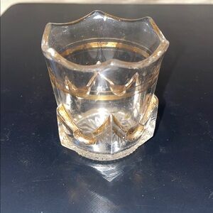 Vintage Gold-Trimmed Glass Votive Holder
